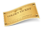 Image of a golden ticket slightly wavy